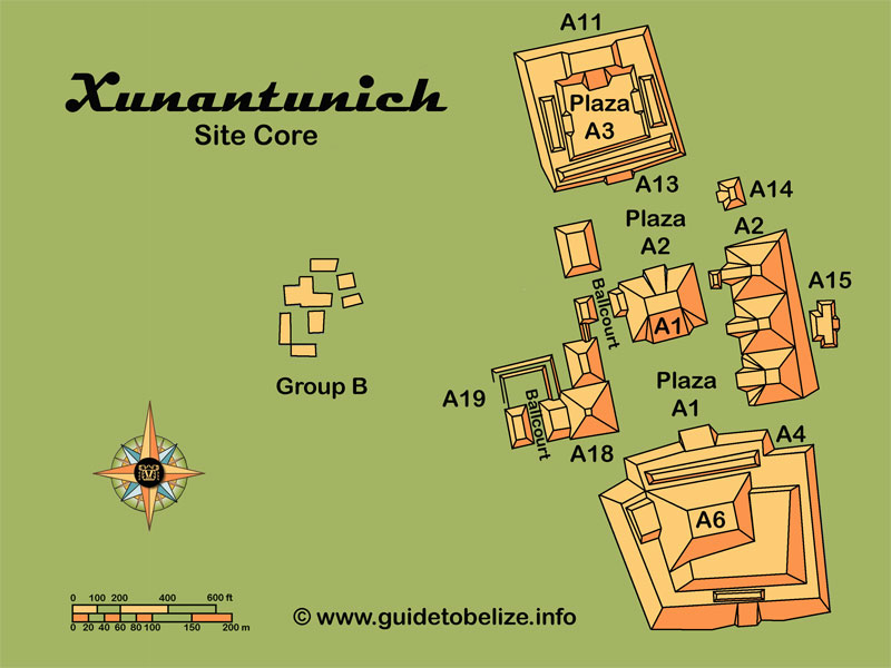 Belize Xunantunich Site Map